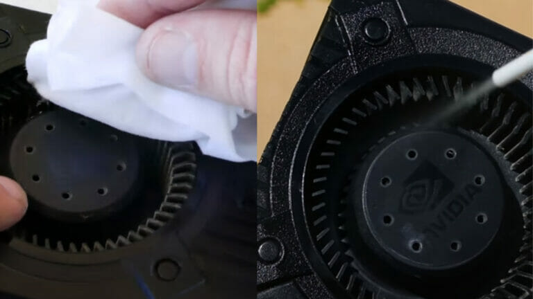 Cleaning a graphic card with cloth and mild soap or spray